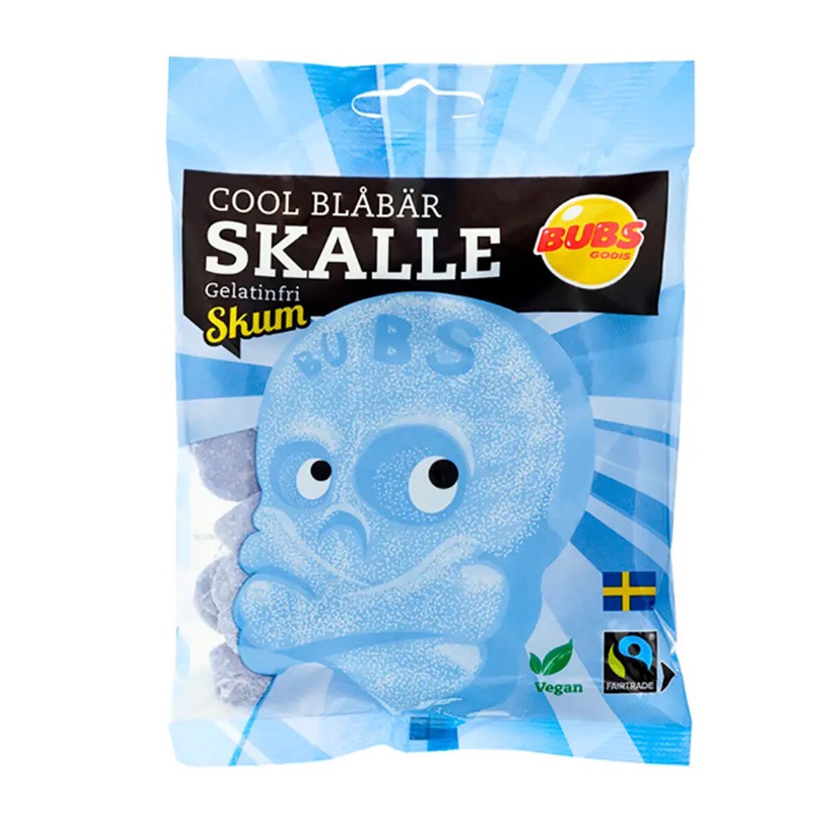 Bubs Cool Raspberry Skull Swedish Candy